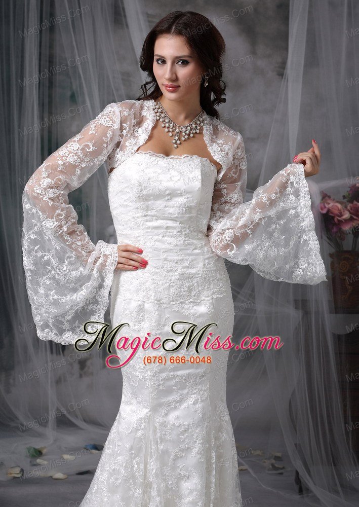 wholesale modest mermaid strapless court train lace wedding dress